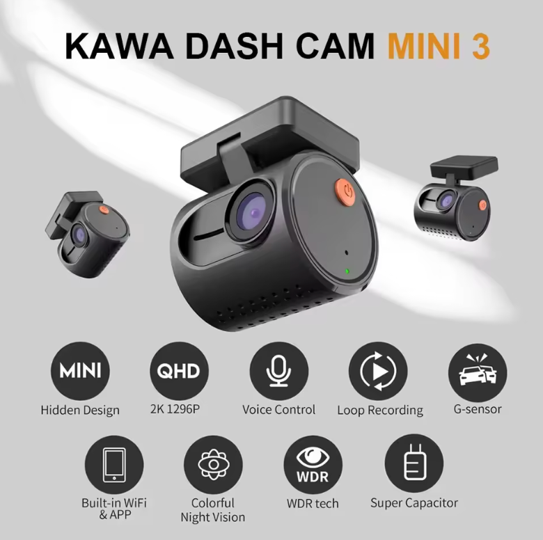 KAWA Dash Cam MINI 3, 2K 1296P